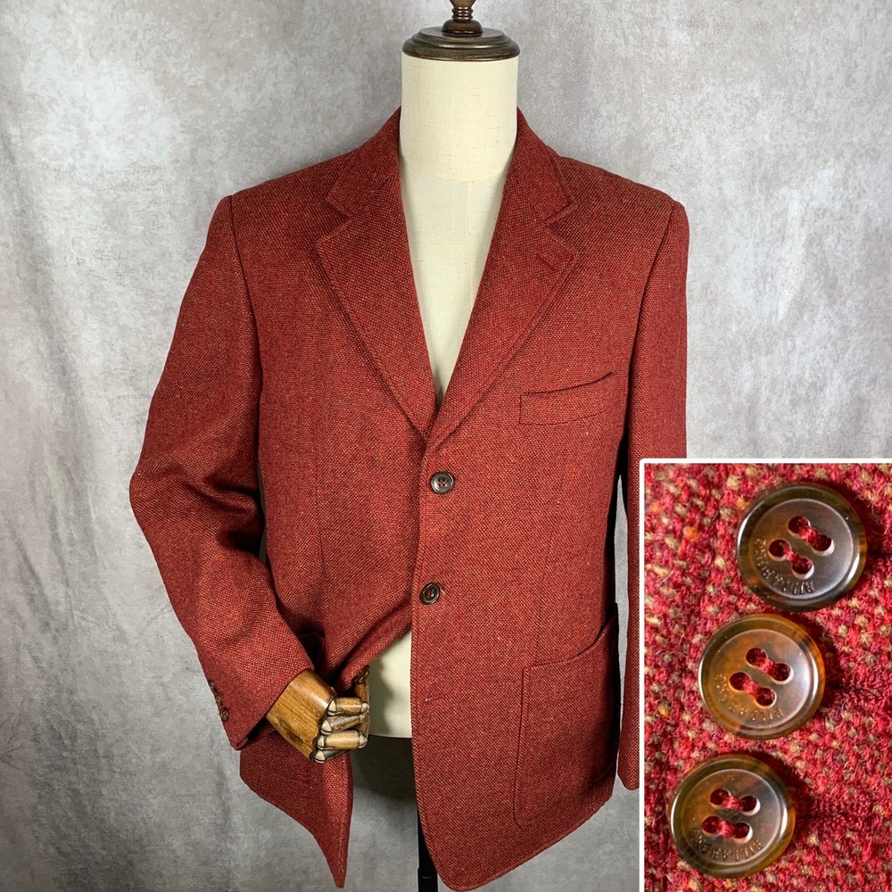 John Hanly & Co. Blazer Jacket Men 42 Tweed Red Sport Coat Ireland Old Money